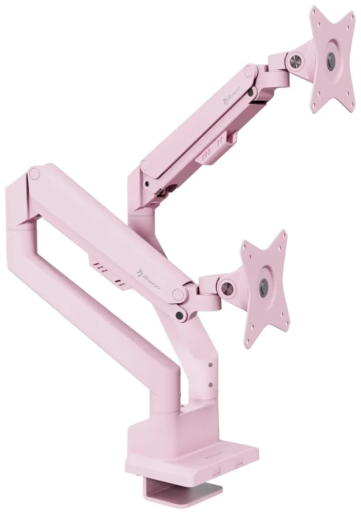 AROZZI ALZARE NEO DUO Pink/ stolní držák pro 2 monitory/ plynový píst/ kovový/ růžový