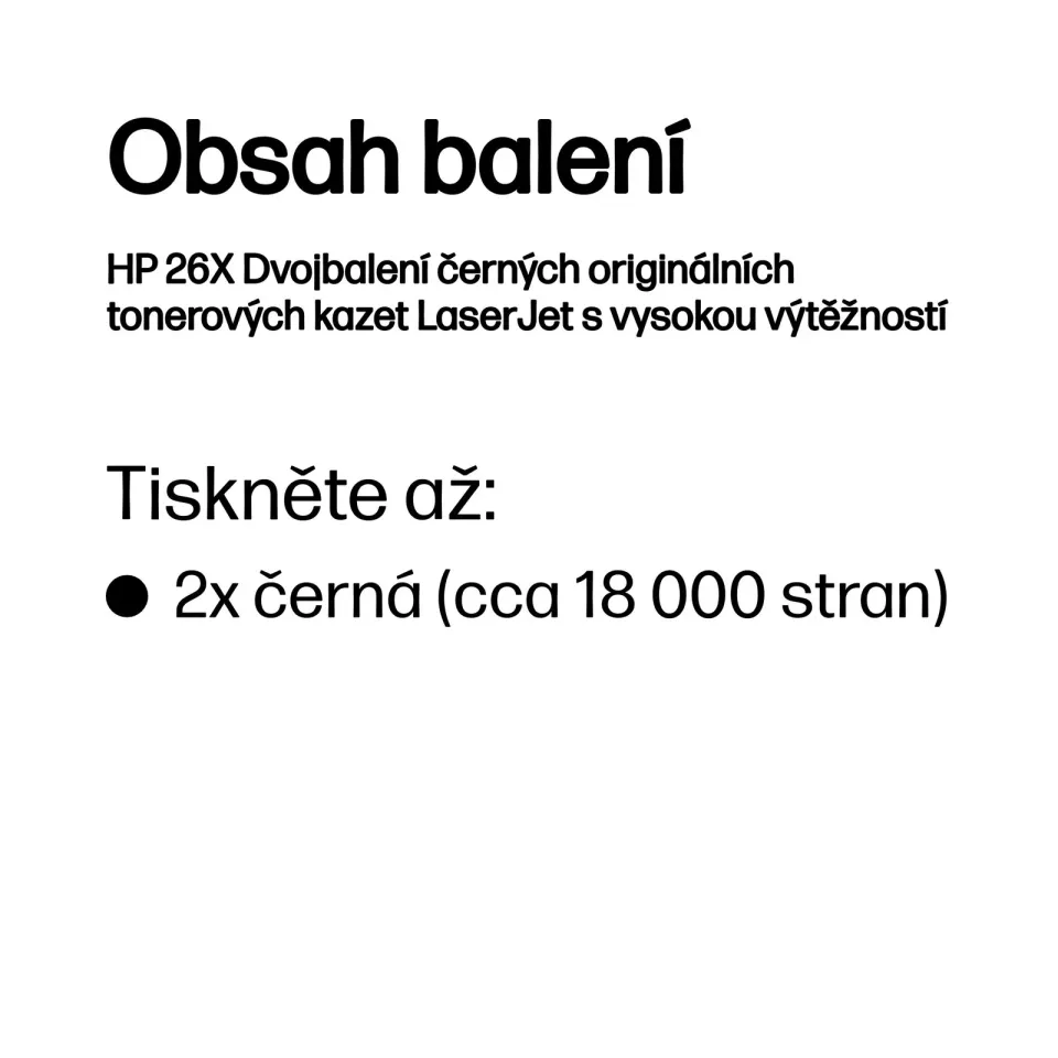 HP CF226XD originální toner černý č.26X velký 2 pack (2x 9000str.) (pro LJ PRO 402, M402, M426, black)