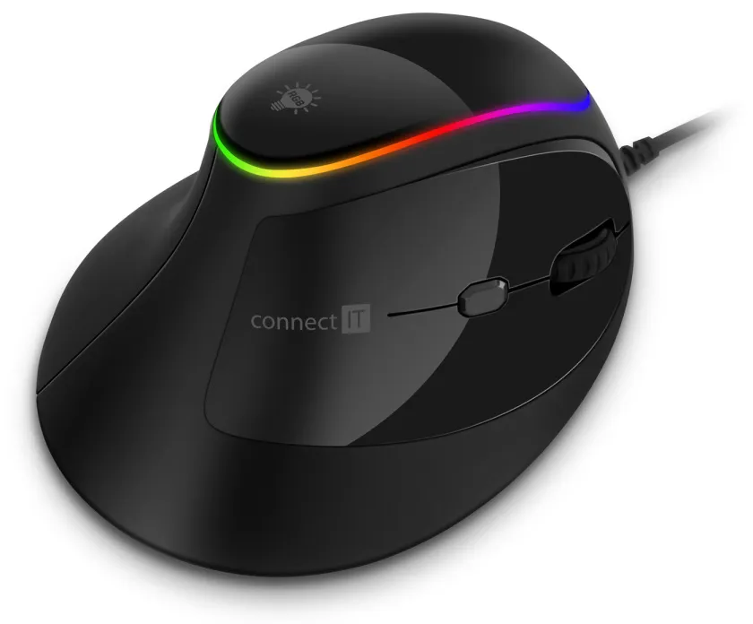 CONNECT IT GAME FOR HEALTH ergonomická vertikální myš, podsvícená, drátová, ČERN
