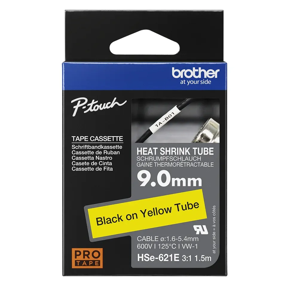 Brother - HSE-621E, bužírka žlutá / černá (9 mm)
