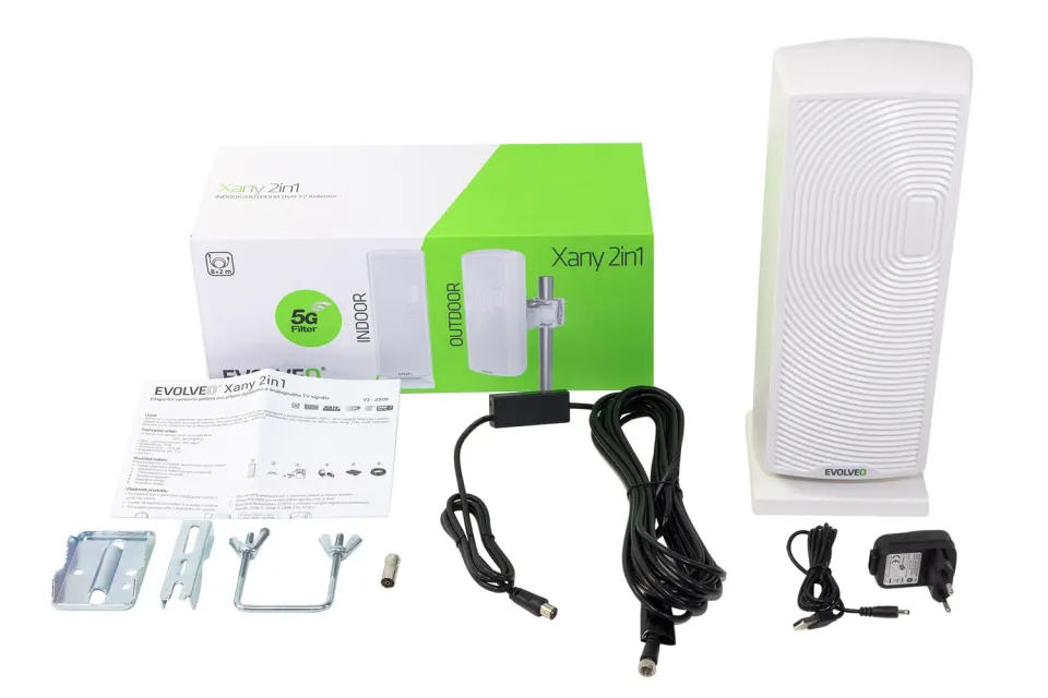 EVOLVEO Xany 2in1,43 dBi, aktivní venkovní/pokojová anténa DVB-T2, LTE filtr