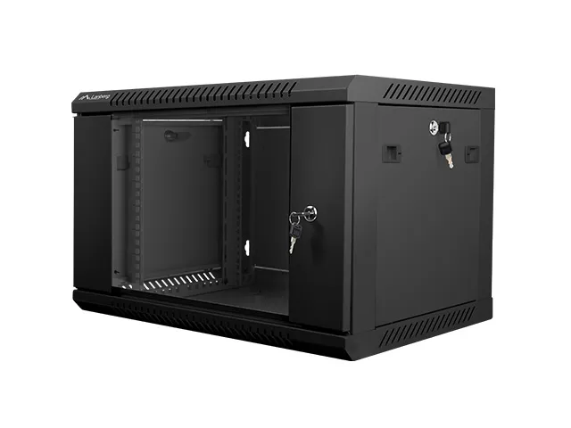 Nástěnný rack 19'' 6U 600X450mm černý flat pack