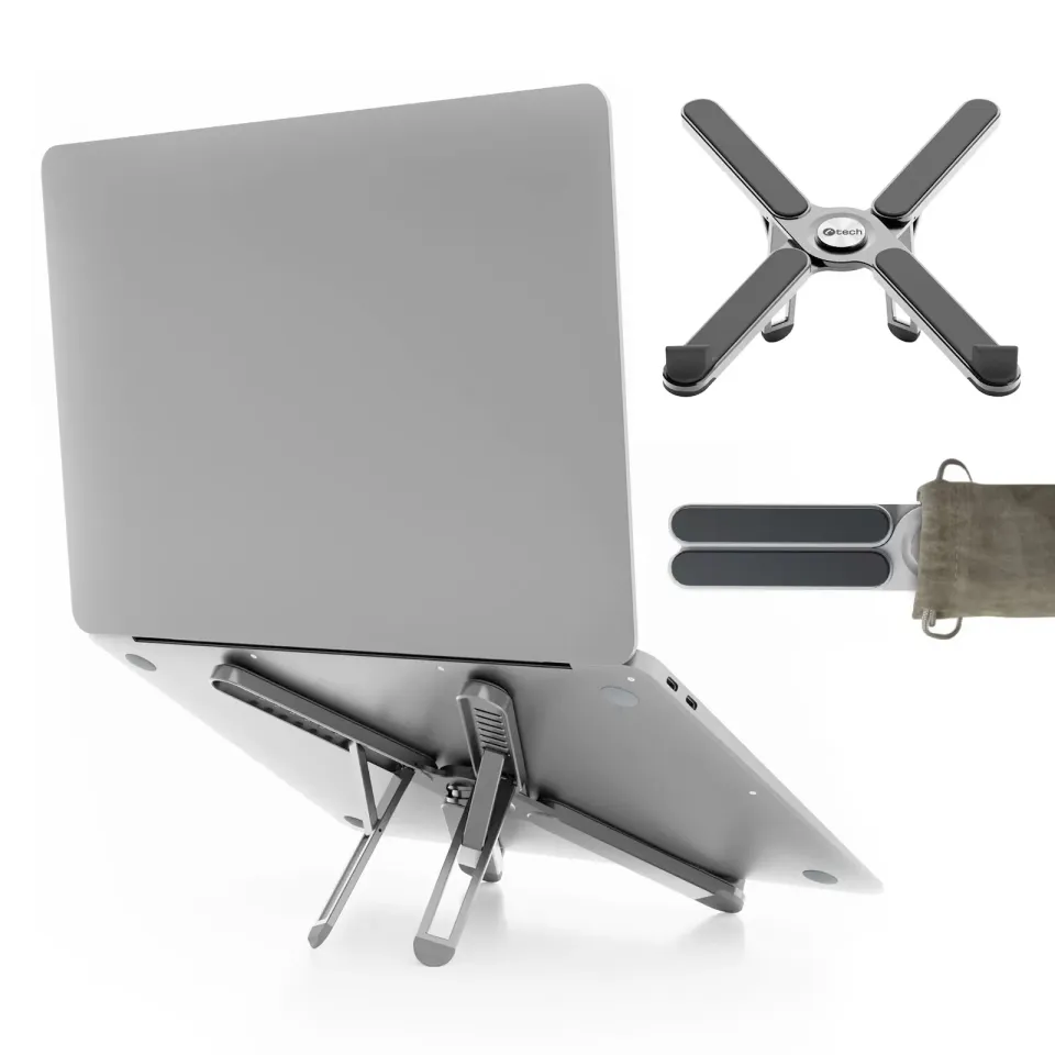 C-TECH Stojan na notebook Quallis NTS-100, do 15.6", stavitelný, skládací, hliní