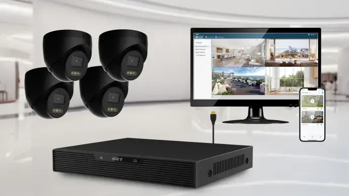 iGET HOMEGUARD N85P4 - N85P4 HOME NVR PoE recorder + 4x black camera, 3K+ (5 MPx