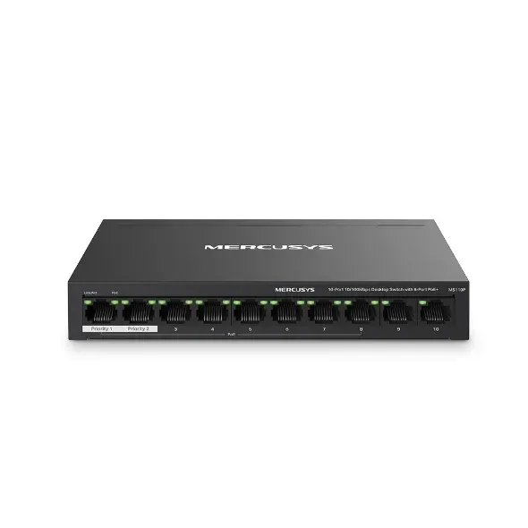 MERCUSYS MS110P - Desetiportový stolní switch s 8 porty 10/100 Mb/s PoE+