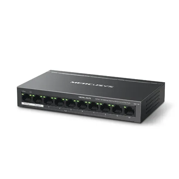 MERCUSYS MS110P - Desetiportový stolní switch s 8 porty 10/100 Mb/s PoE+