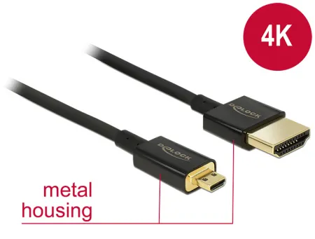 Delock Kabel High Speed HDMI s Ethernetem - HDMI-A samec > HDMI Micro-D samec 3D (84788)