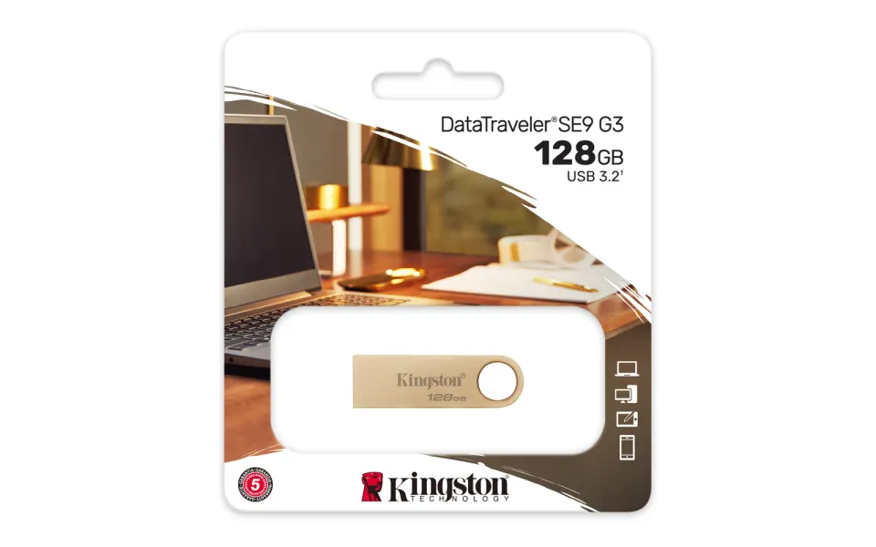 KINGSTON DataTraveler SE9 128GB zlatý kovový USB3.0 flash drive (pevný konektor)
