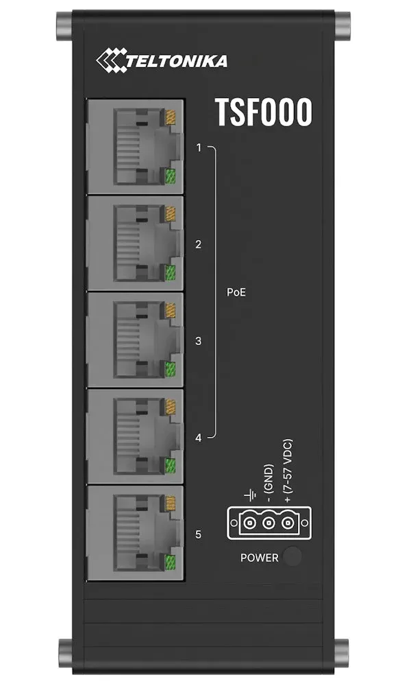 Teltonika TSF000 průmyslový switch, 5x 10/100, 4x PoE+, bez zdroje