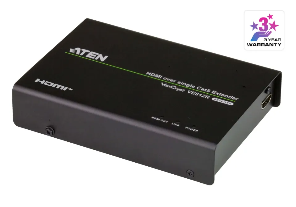 ATEN VE812R-AT-G HDMI OVER SINGLE CAT5 EXTENDER Receiver W/EU ADP