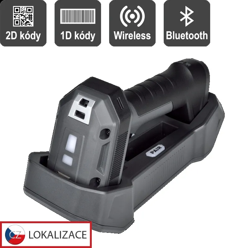 Virtuos HW-857 CCD 2D průmyslová, čtečka, bezdrátová, USB, tmavě šedá