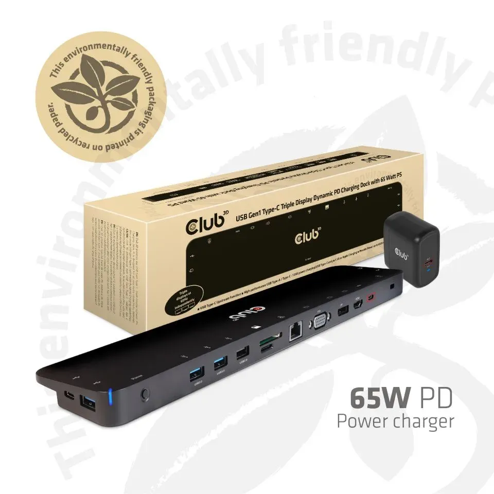 Club3D Dokovací stanice USB-C 14v1, 1xDP, 1xHDMI, 1xVGA, 2xUSB-C, 5xUSB, čtečka SD karet, černá