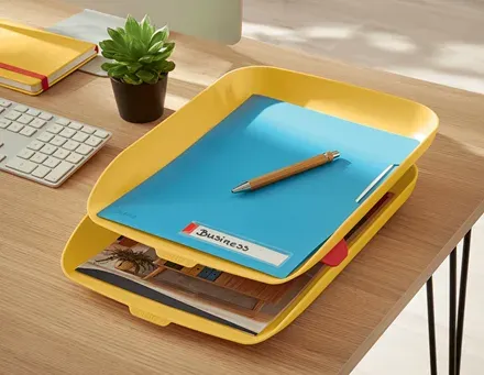 LEITZ Odkladač na dokumenty s organizérem Cosy set 2 ks teplá žlutá