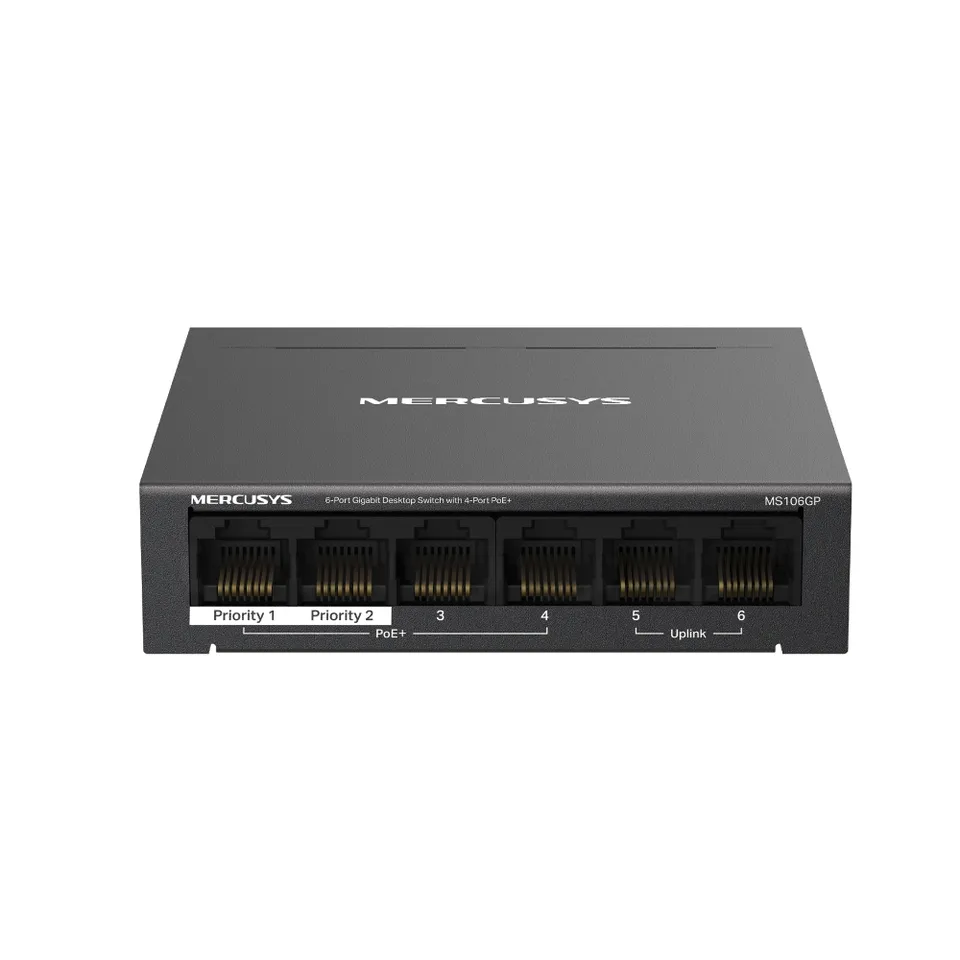 Mercusys MS106PG 6portový stolní switch 100/1000 Mb/s se 4 porty PoE+