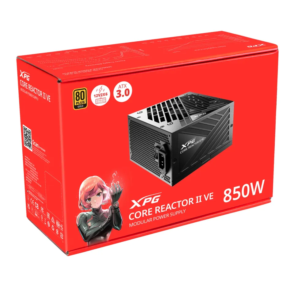 ADATA XPG zdroj CORE REACTOR II VE 850W, 80+ GOLD, Plně Modularní, ATX 3.1