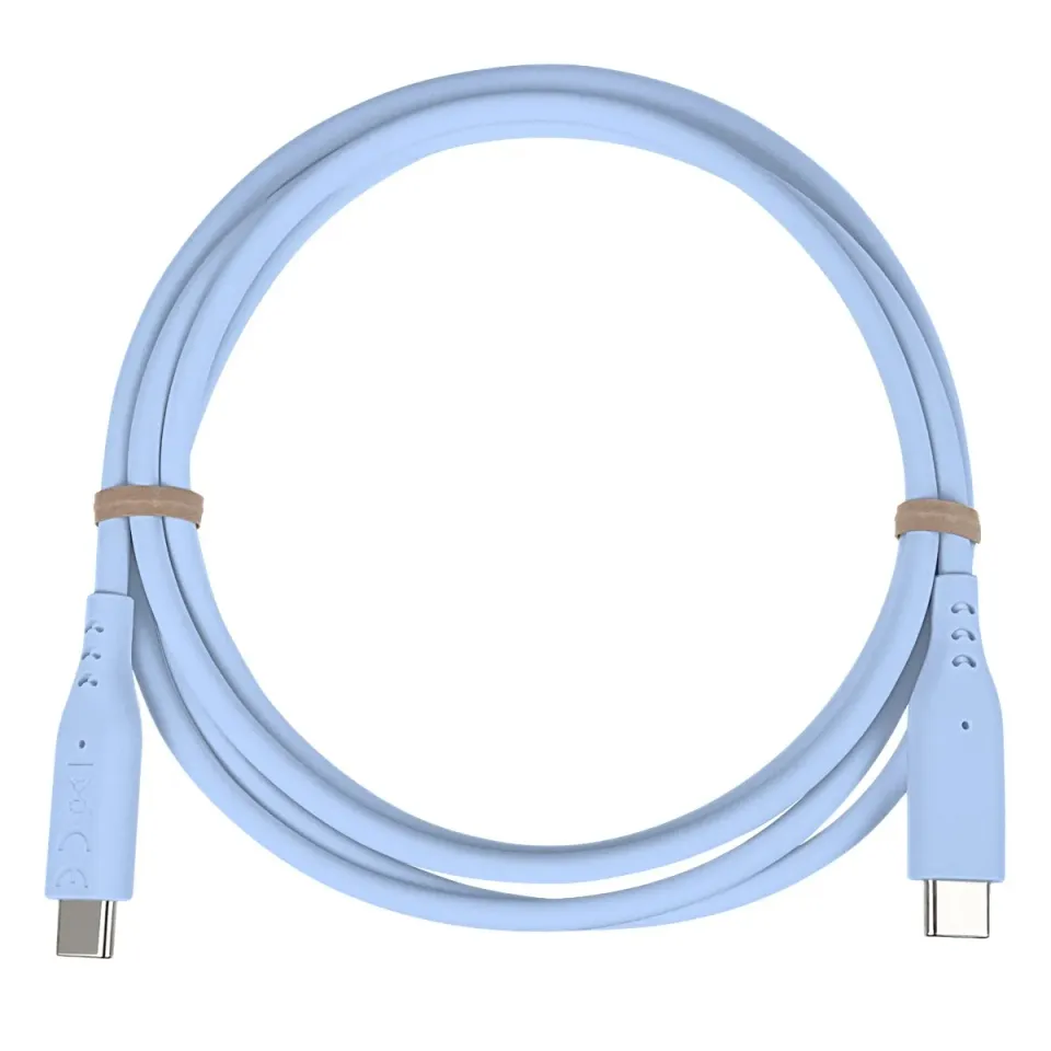 PremiumCord Silikonový kabel s konektory USB-C 60W 480Mbps modrý extra měkký 1,5