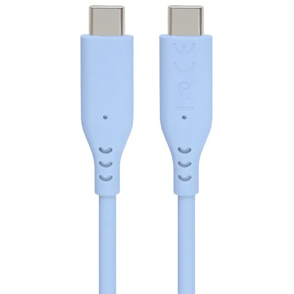 PremiumCord Silikonový kabel s konektory USB-C 60W 480Mbps modrý extra měkký 1,5