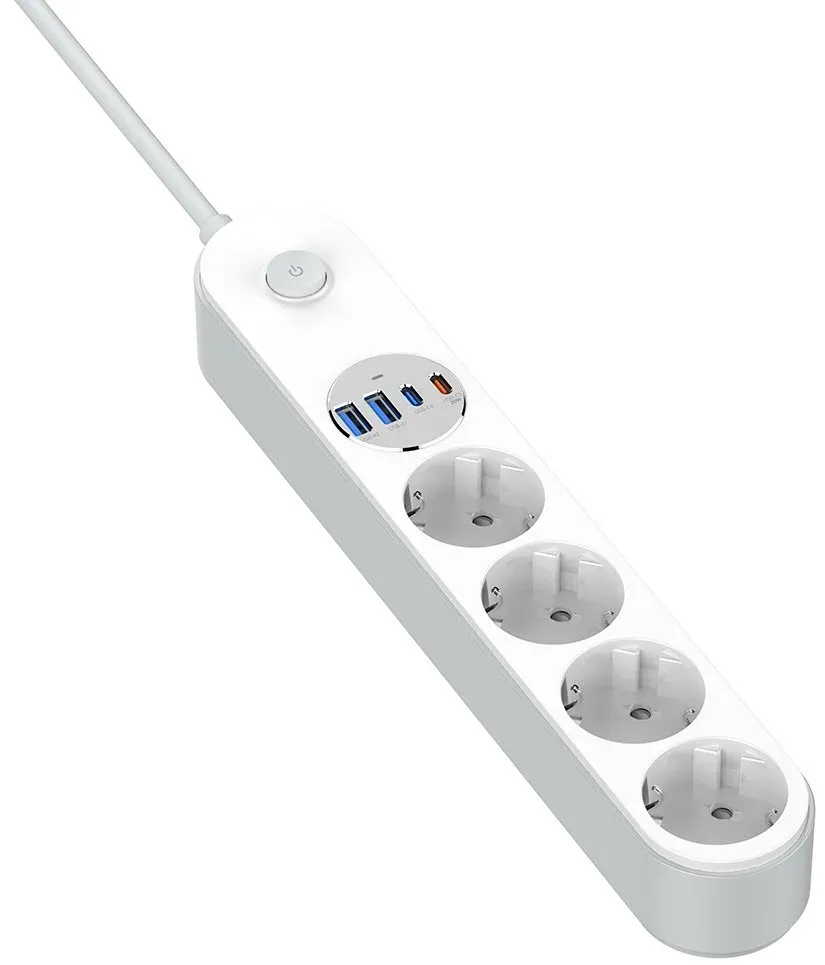 COLORWAY Prodlužovací napájecí přívod/ 4x Schuko/ 2x USB-C 20W/ 2x USB-A/ kabel 2m