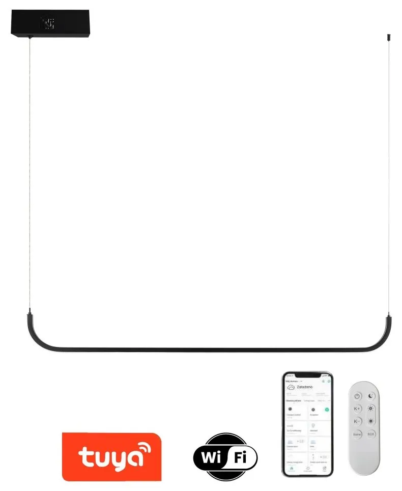 IMMAX NEO LITE PATTINI SMART závěsné svítidlo černé 120cm 26W s podporou BEACON, Wi-Fi, TUYA