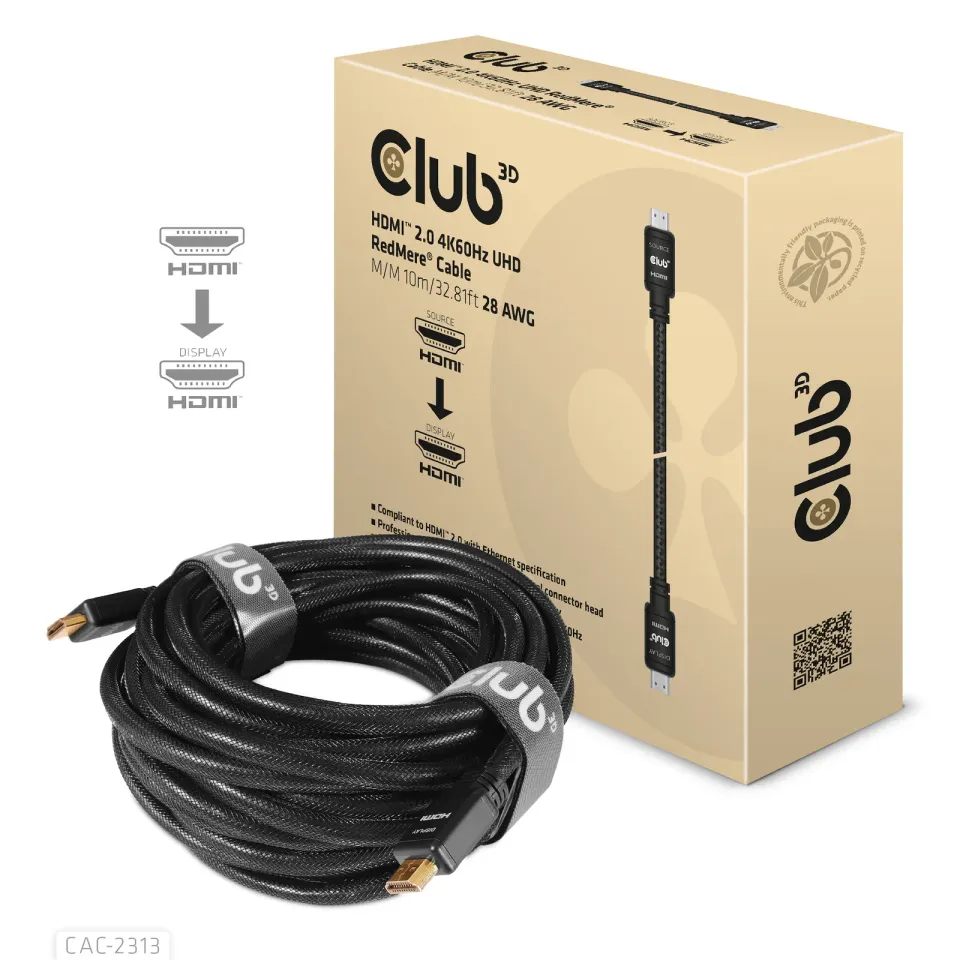 Club3D Kabel HDMI 2.0 aktivní, High Speed 4K UHD, Redmere (M/M), 10m, 28 AWG