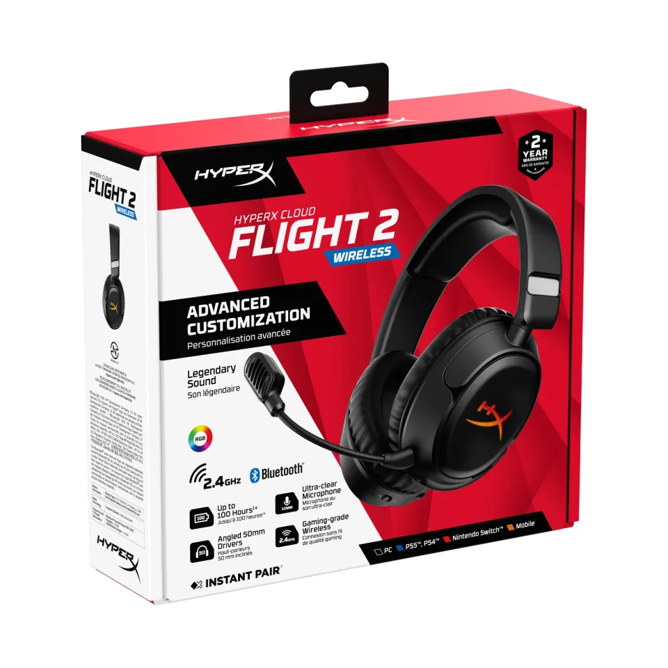 HyperX Cloud Flight 2/USB-C/BT/Černá
