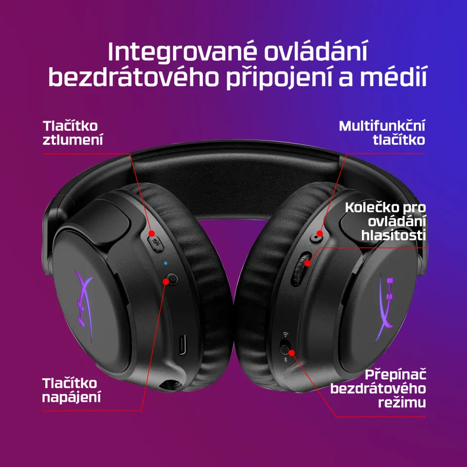HyperX Cloud Flight 2/USB-C/BT/Černá