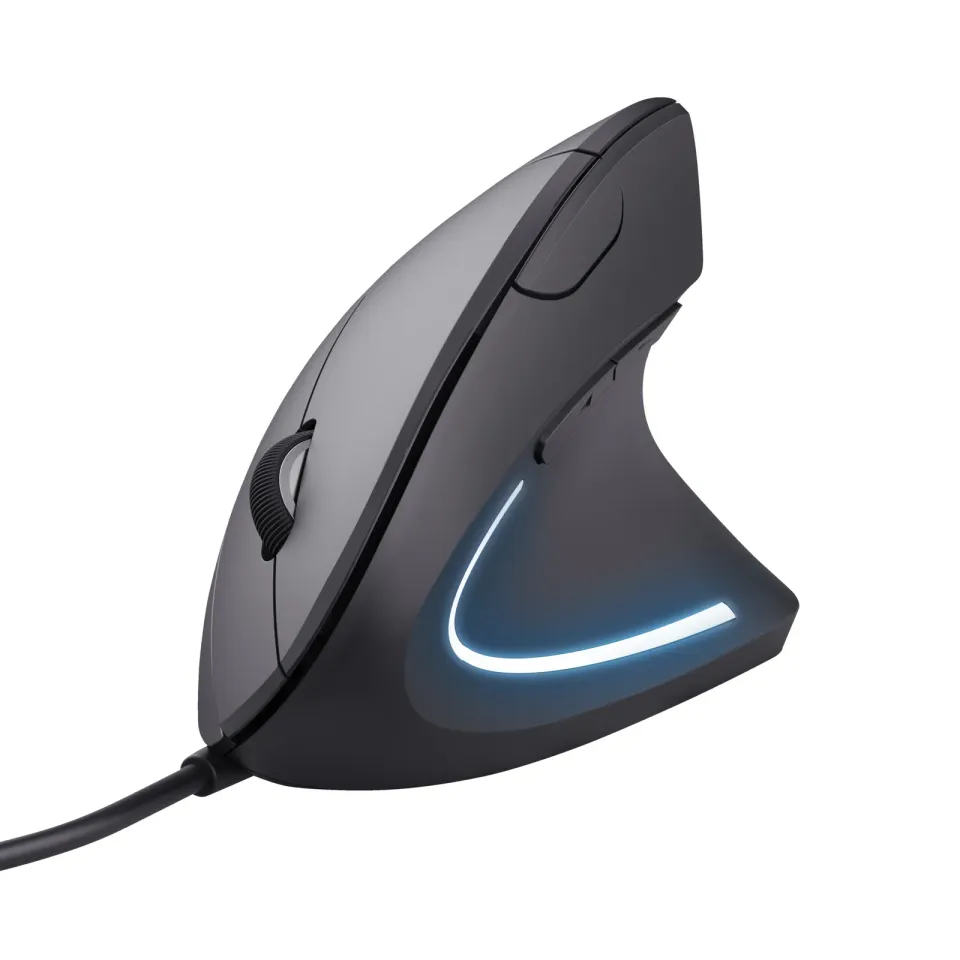 TRUST Verto/Vertikální/Optická/Pro praváky/1 600 DPI/Drátová USB/Černá
