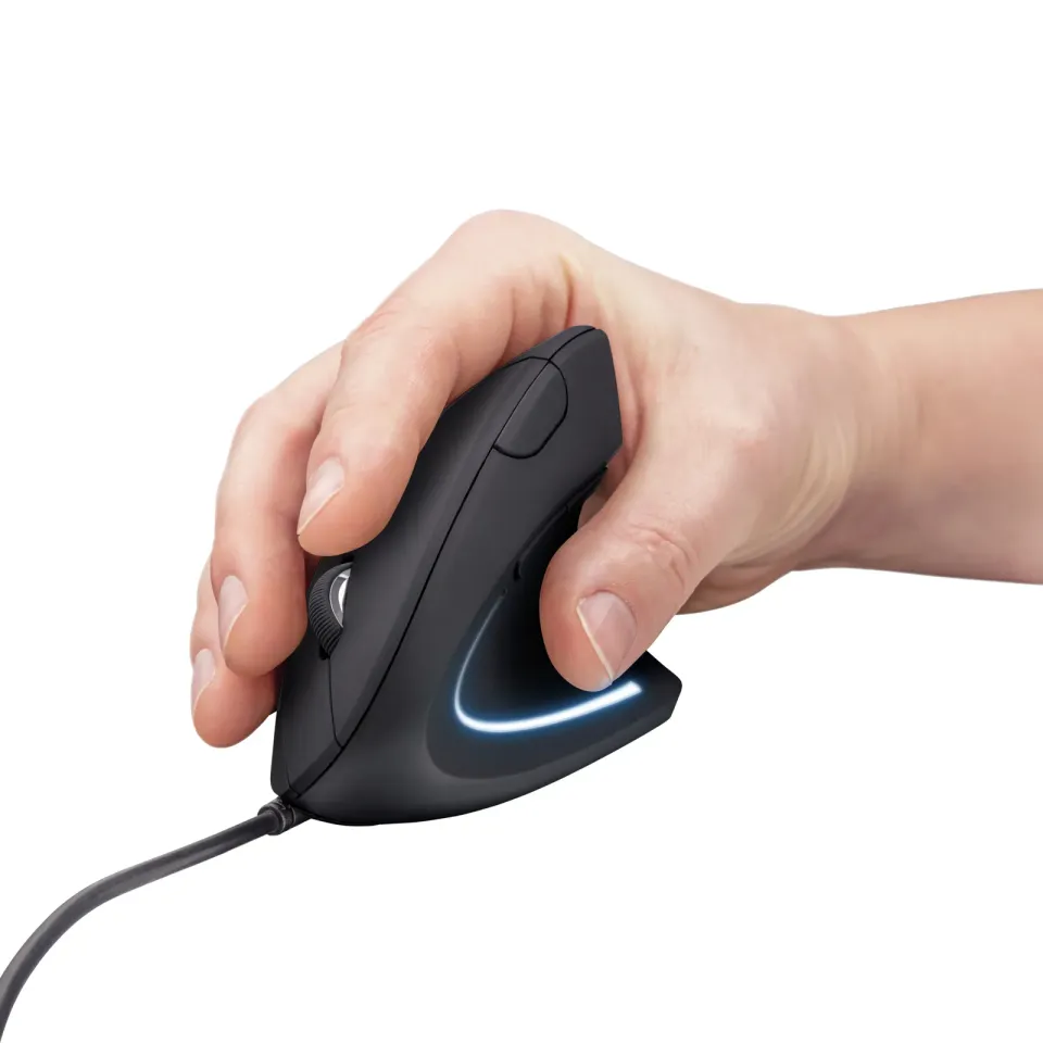 TRUST Verto/Vertikální/Optická/Pro praváky/1 600 DPI/Drátová USB/Černá