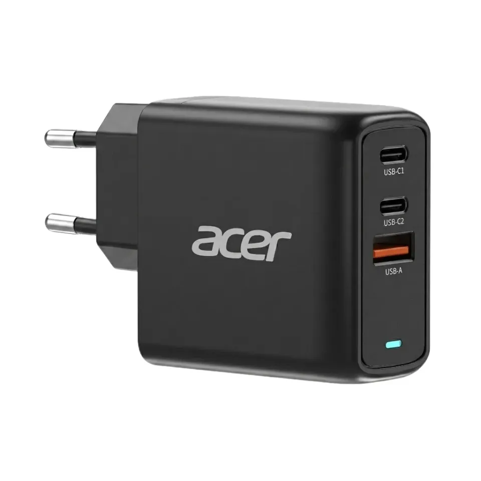 ACER Adapter 67W PD GaN charger,USB-C,USB-A,EU plug,Black