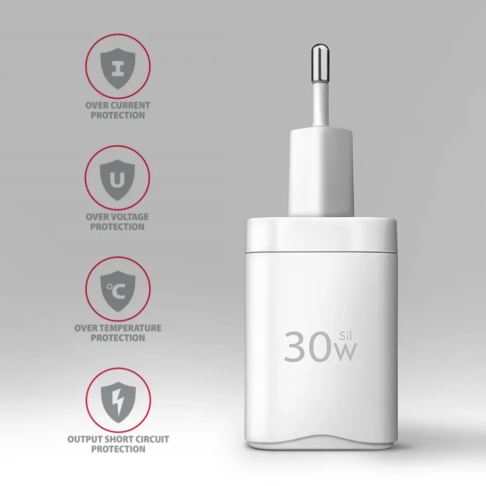 AXAGON ACU-PD30W, Sil nabíječka do sítě 30W, 1x port USB-C, PD3.0/PPS/QC4+/SFC/A