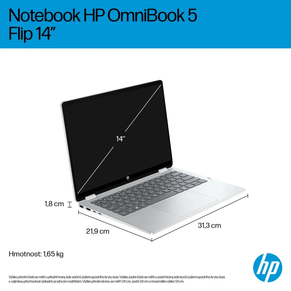NTB HP OmniBook 5 Flip 14-fp0004nc, Core 7-150U, Touch/14" 2K OLED, 16GB LPDDR, 1TB, Win 11, 3m GamePass