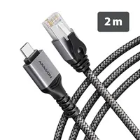 AXAGON ADE-CM20, USB-C Gigabit Ethernet adaptér s integrovaným síťovým CAT6 kabelem RJ-45 (2m)