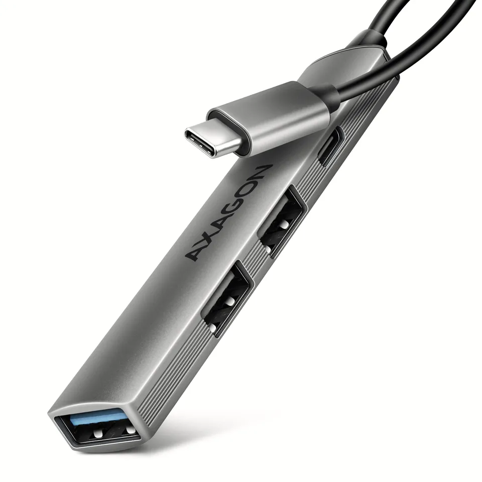 AXAGON HUE-STC, 4x USB ALU STRIP hub, 1x USB-A 5Gbps, 2x USB-A & 1x USB-C 480Mbp