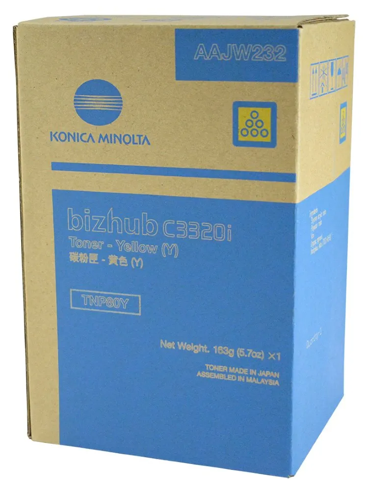 Konica Minolta originální toner AAJW252, yellow, 9000str., TNP-80Y, Konica Minolta Bizhub C3320i