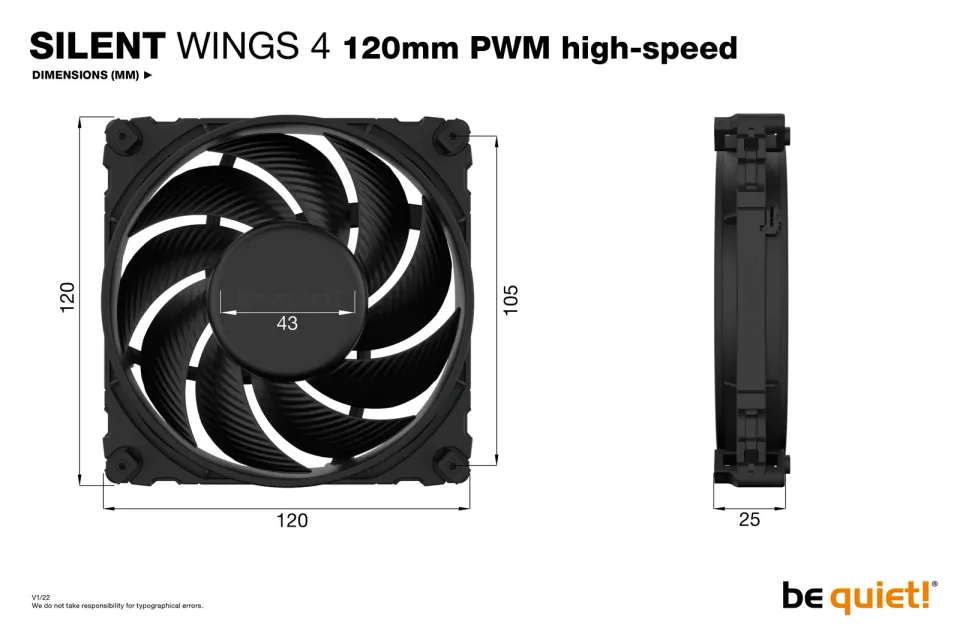 Be quiet! / ventilátor Silent Wings 4 high-speed / 120mm / PWM / 4-pin / 31,2dBA