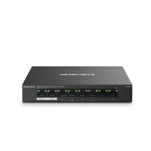 MERCUSYS MS108GP - 8portový gigabitový stolní switch se 7 porty PoE+, 8× 10/100/