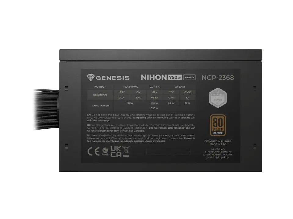 PSU Genesis NIHON 750NM/750W/ATX 3.1/80PLUS Bronze/Retail