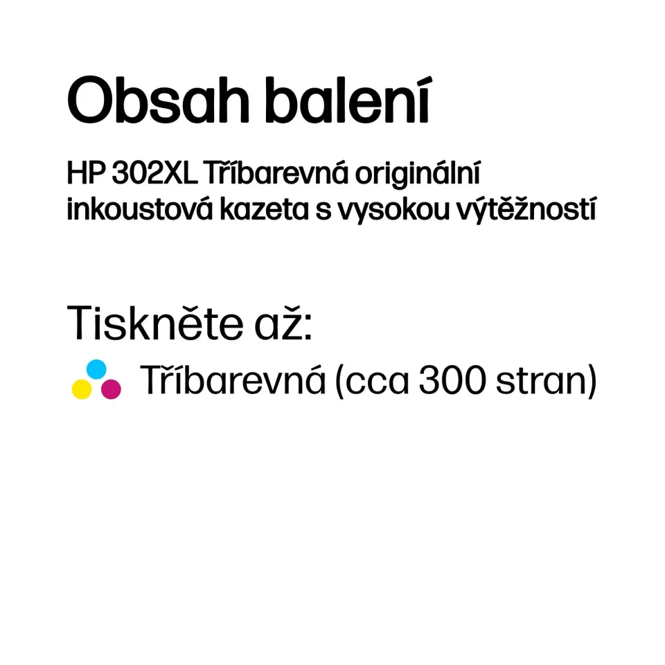 HP F6U67AE originální barevná náplň č.302XL barevní velká cca 300 stran (HP DeskJet 2130, 3639)