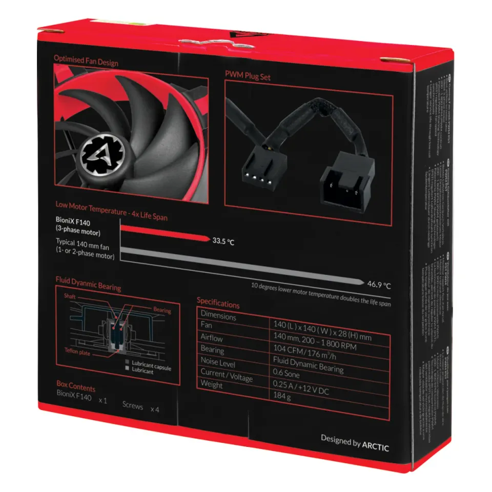 ARCTIC BioniX F140 (Red) – 140mm eSport fan