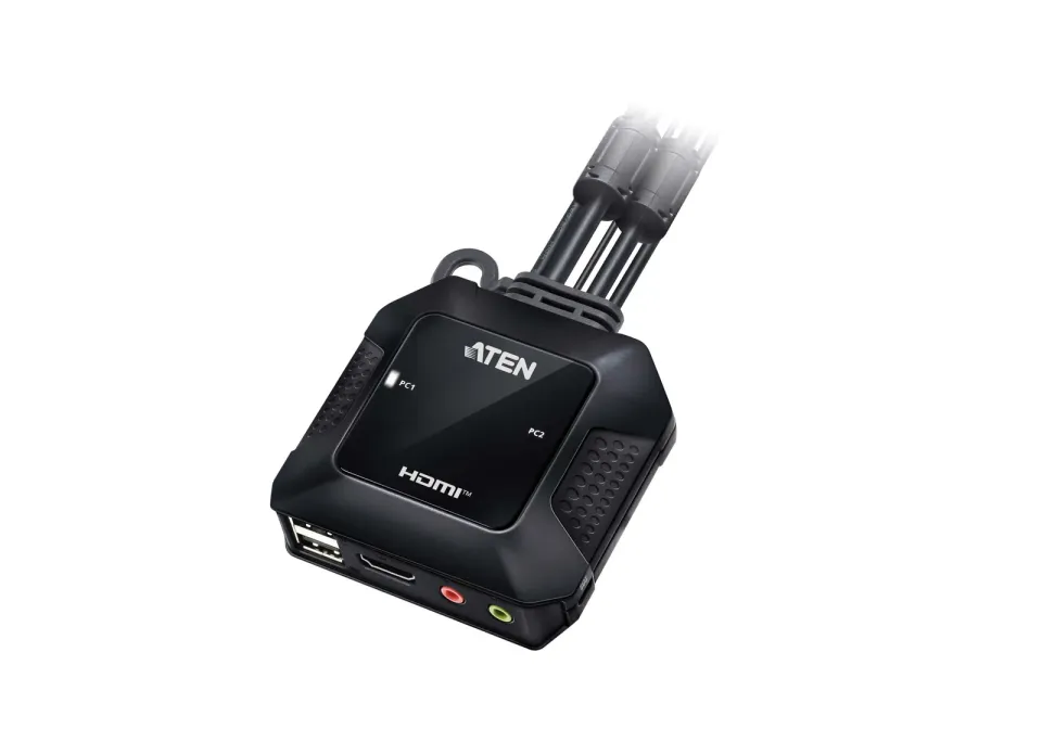 ATEN 2-Port USB 4K HDMI Cable KVM Switch with Remote Port Selector