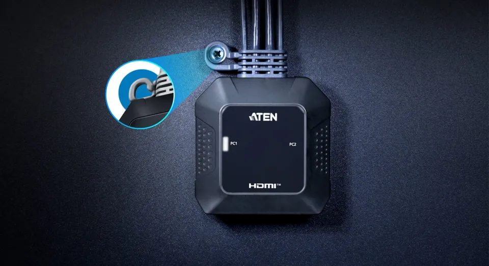 ATEN 2-Port USB 4K HDMI Cable KVM Switch with Remote Port Selector