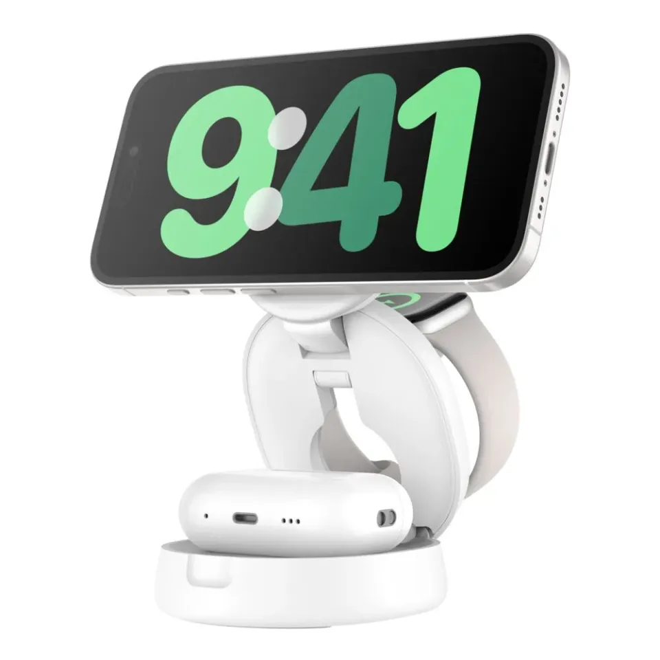 Belkin BOOST CHARGE Qi2 15W 3v1 Magnetická skládací nabíječka pro iPhone/Apple W (WIZ034kqWH)