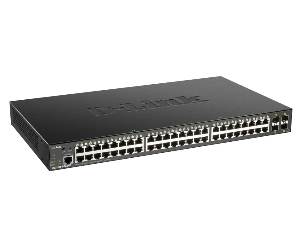 D-Link DGS-1250-52XMP 48-port Gigabit Smart Managed Switch with 4x 10G SFP+ ports, 370Watts