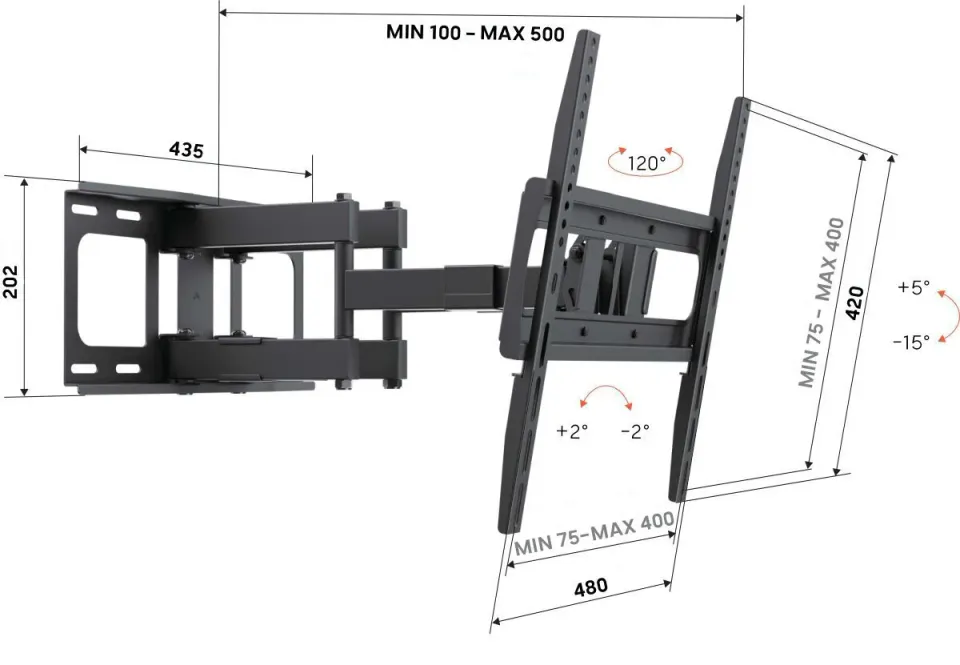 Vogel's UP 4053, dvojité rameno pro TV 32-65", 40 kg, VESA do 400x400