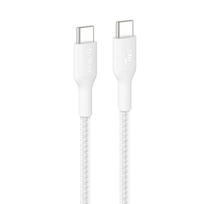 Belkin BOOST CHARGE PRO USB-C/USB-C kabel 240W, 1m, bílý - odolný