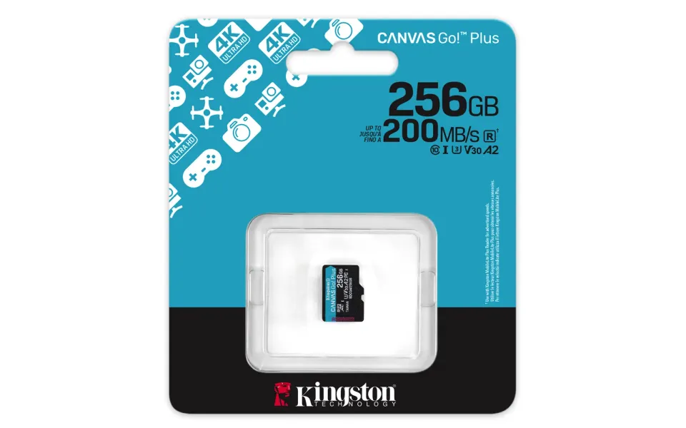 KINGSTON 256GB microSDXC Canvas Go Plus Gen4 200MB/s A2 U3 V30 Card bez adaptéru