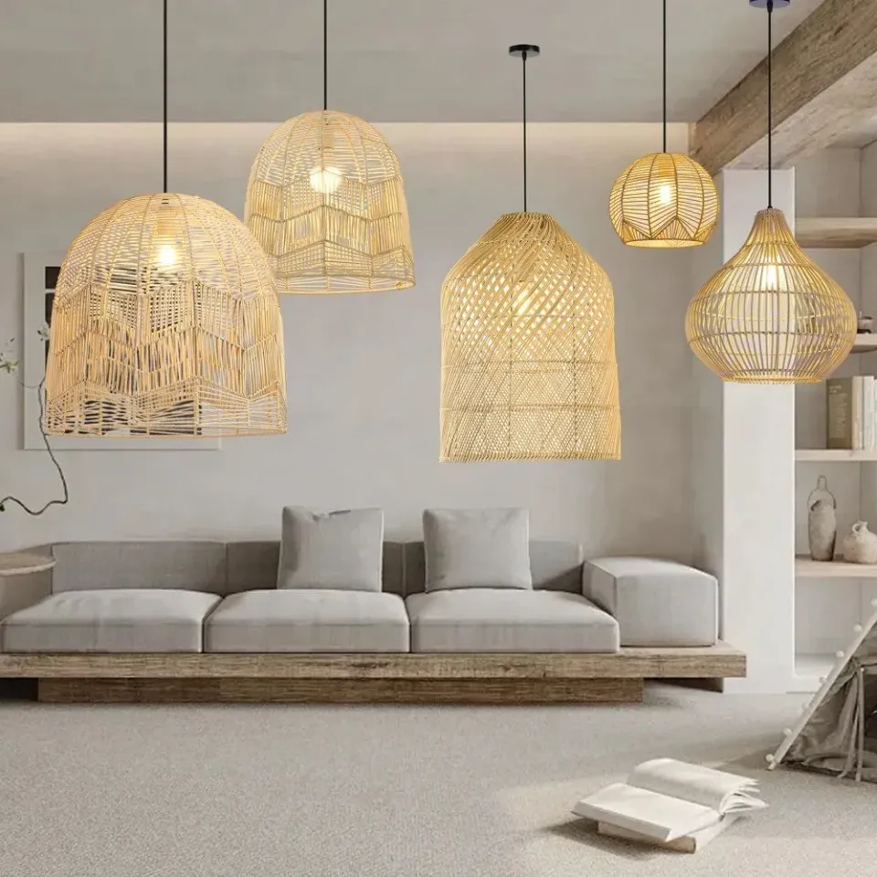 IMMAX BOHO PELO designové závěsné svítidlo, D40cm, E27, přírodní ratan (08257L)