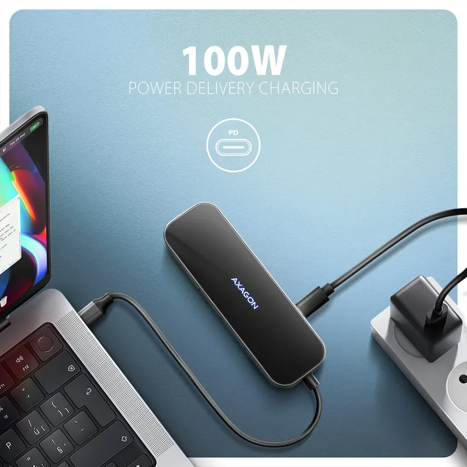 AXAGON HMC-6GLN, USB 5Gbps hub, 2x USB-A, USB-C, HDMI 4k/60Hz, RJ-45 GLAN, PD 10