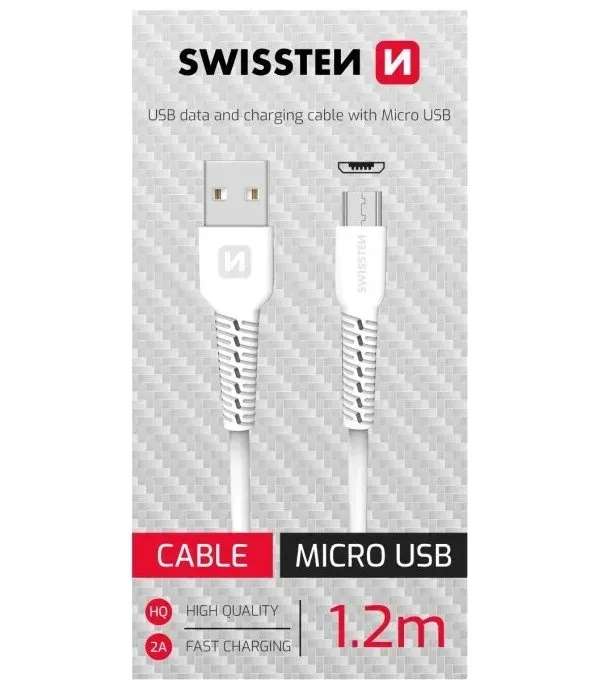 Swissten datový kabel usb/micro usb bílý 1,2m (samoprodavač)