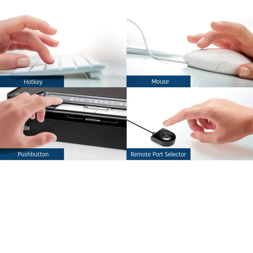 ATEN 3-Port USB-C DisplayPort Hybrid KVMP Switch with power adapter